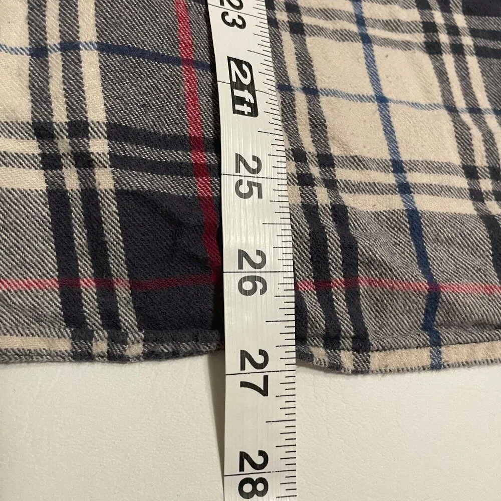 Levis Flannel Shirt Mens Size L Navy Blue Red Plaid Long Sleeve Button Up Cotton